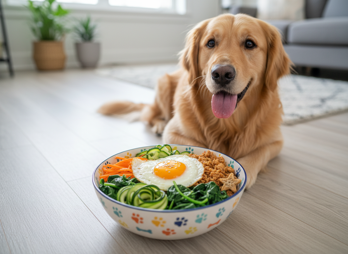 7 Dog Friendly Bibimbap Bowls with Egg and Veggies